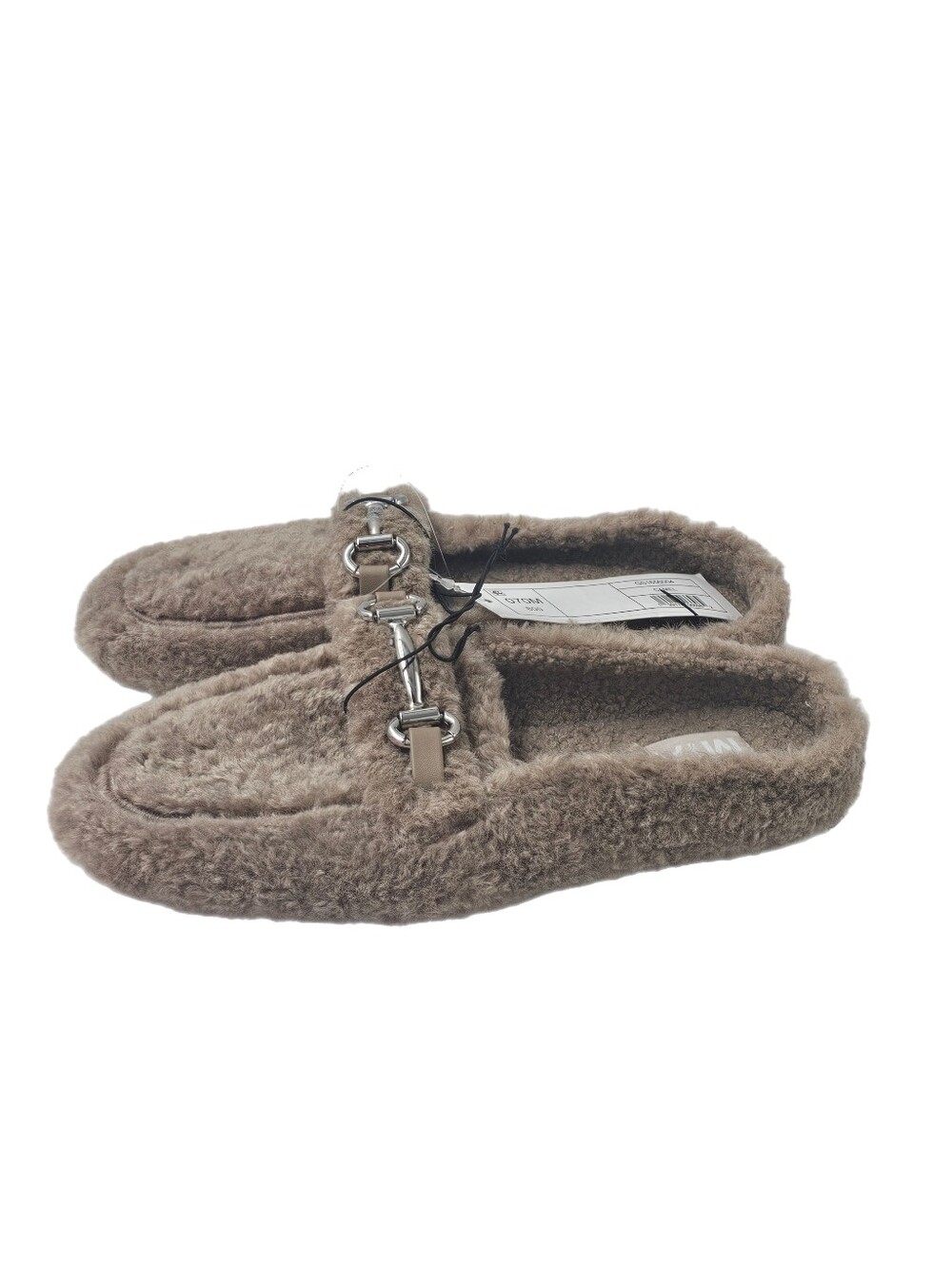 MIA MLE-Cocoa Faux Shearling Horsebit Mule Slippers Camel Taupe 7M NWOB Classic